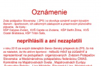 Oznam -  Členské príspevky 2015