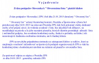 Vyjadrenie Zv?zu pot?pa?ov Slovenska k otvoren?mu listu piatich klubov 